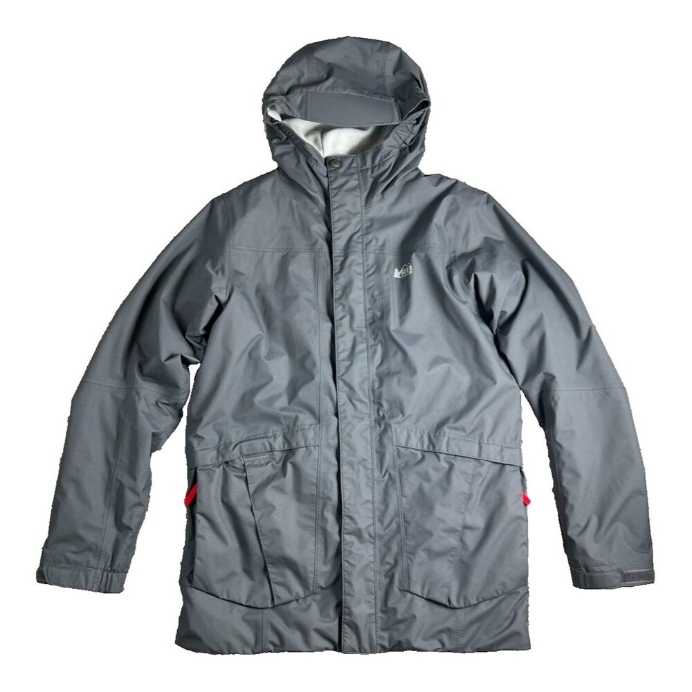 REI Coop Boys Gray Fleece Lined Hooded Insulated Ski Jacket Size XL (18)